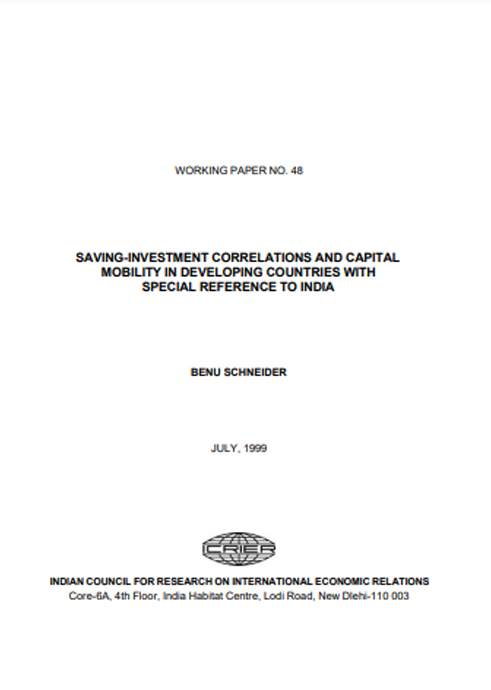 Saving-Investment Correlations and Capital Mobility in Developing Countries with Special Reference to India