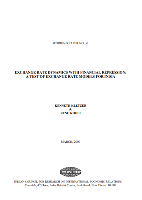 Exchange Rate Dynamics with Financial Repression:A test of Exchange Rate Models for India.