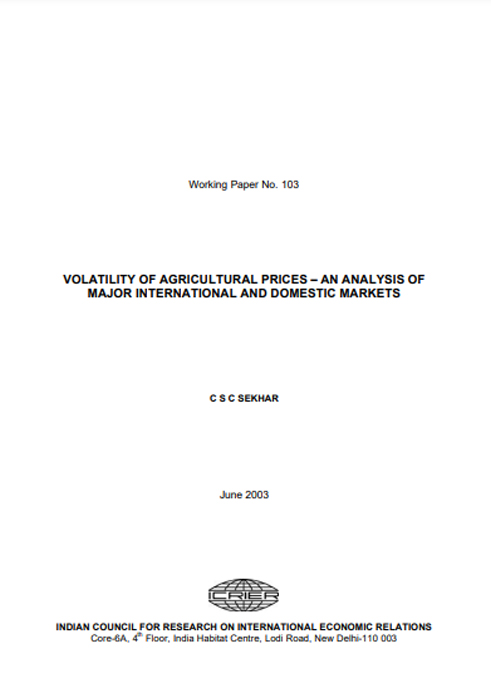 Volatility of Agricultural Prices- An Analysis of Major International and Domestic Markets