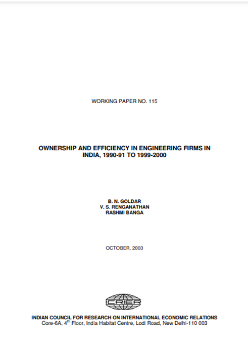 Ownership and efficiency in engineering firms in India, 1990-91 to 1999-2000