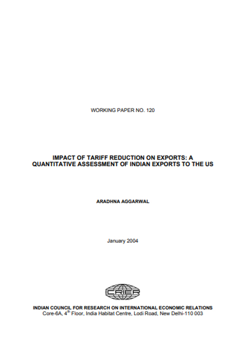 Impact of Tariff reduction on exports: A quantitative assessment of Indian Exports to us