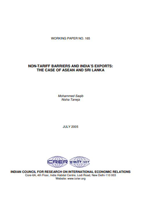 Non-Tariff barriers and India’s exports: The case of Asean and Sri Lanka