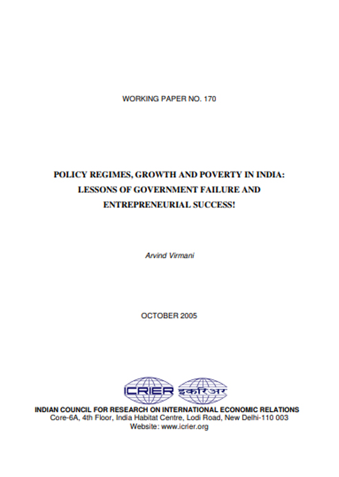 Policy regimes, growth and poverty in India : Lessons of government failure and entrepreneurial success