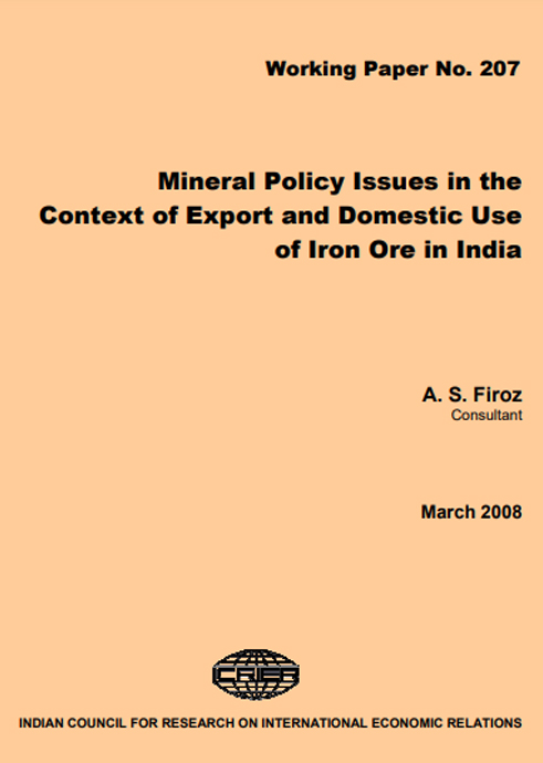 Mineral Policy Issues in the Context of Export and Domestic Use of Iron Ore in India