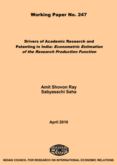 Drivers of Academic Research and Patenting in India: Econometric Estimation of the Research Production Function