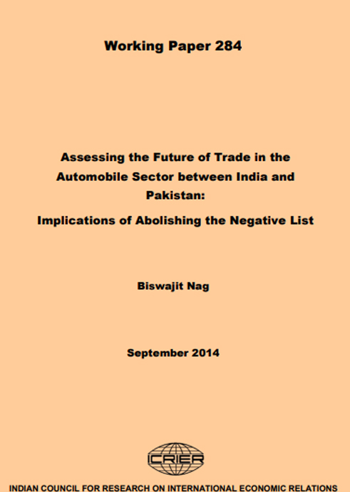 Assessing the Future of Trade in the Automobile Sector between India and Pakistan: Implications of Abolishing the Negative List