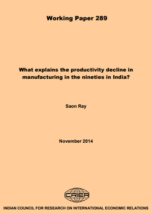 What explains the productivity decline in manufacturing in the nineties in India?
