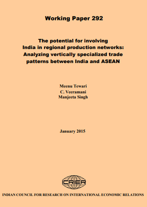The potential for involving India in regional production networks:Analyzing vertically specialized trade patterns between India and ASEAN