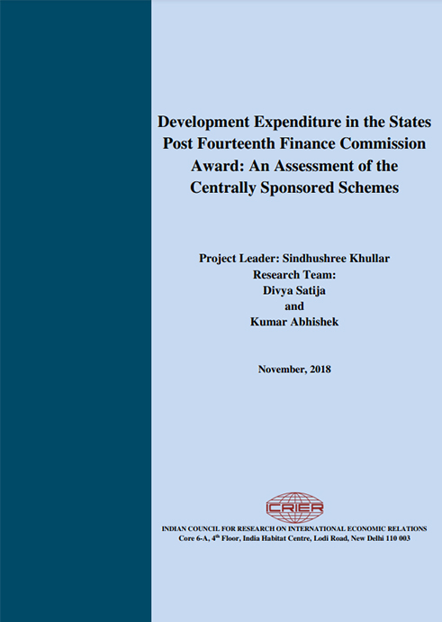Development Expenditure in the States Post Fourteenth Finance Commission Award: An Assessment of the Centrally Sponsored Schemes