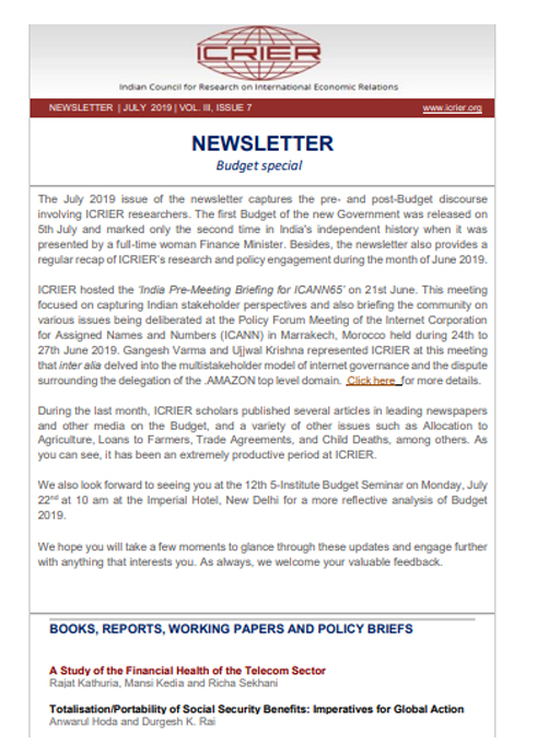 Newsletter | July 2019 | Vol. III, Issue 7