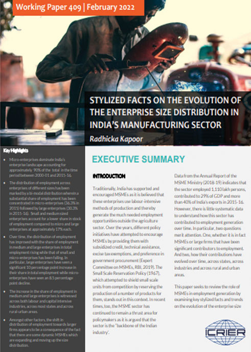 Stylized Facts on the Evolution of the Enterprise Size Distribution in India’s Manufacturing Sector