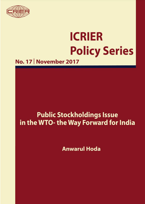 Public Stockholdings Issue in the WTO- the Way Forward for India